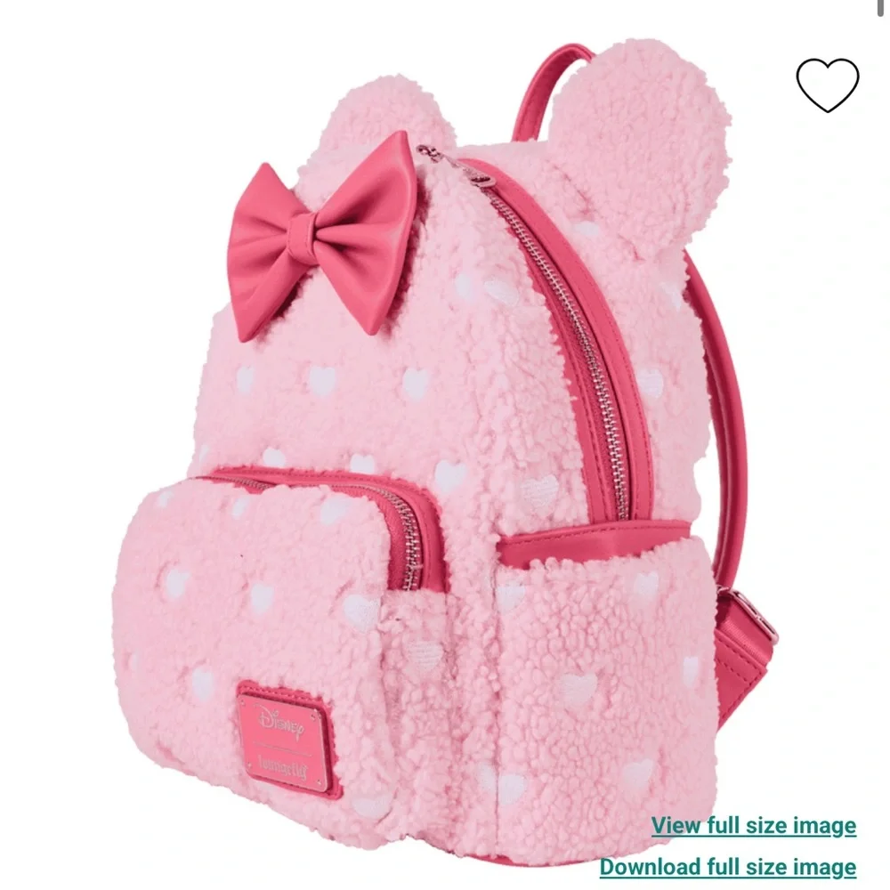 Loungefly Minnie Mouse Exclusive Hearts Strawberry Scented Sherpa Bundle - Picture 10 of 13